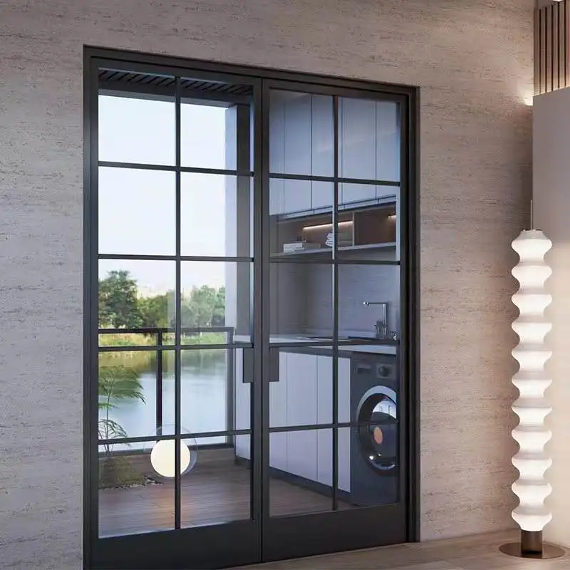 Latest Design Fashionable French Hinged Door Aluminum Frame Double Layer Glass French Doors Noise Reduction French Glass Doors