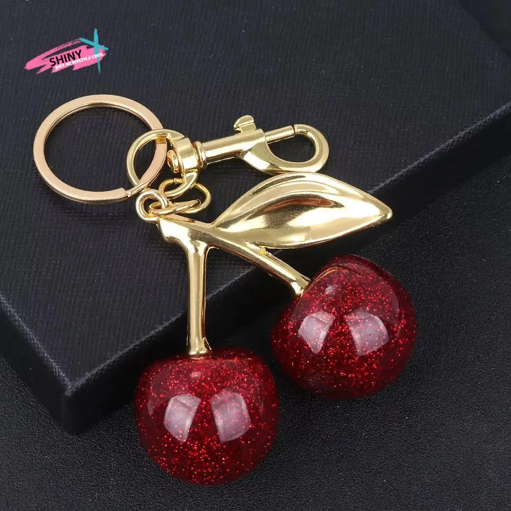 

Bag Decoration Delicious Red Cherry Keychain Girl Heart Trinket Cherry Charm Handbag Pendant Jewelry Anti-Lost