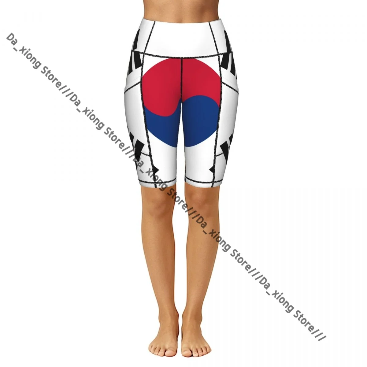 Female Hip Lift Yoga Shorts Korean Flag Daily Wear Fitness Active Pants
