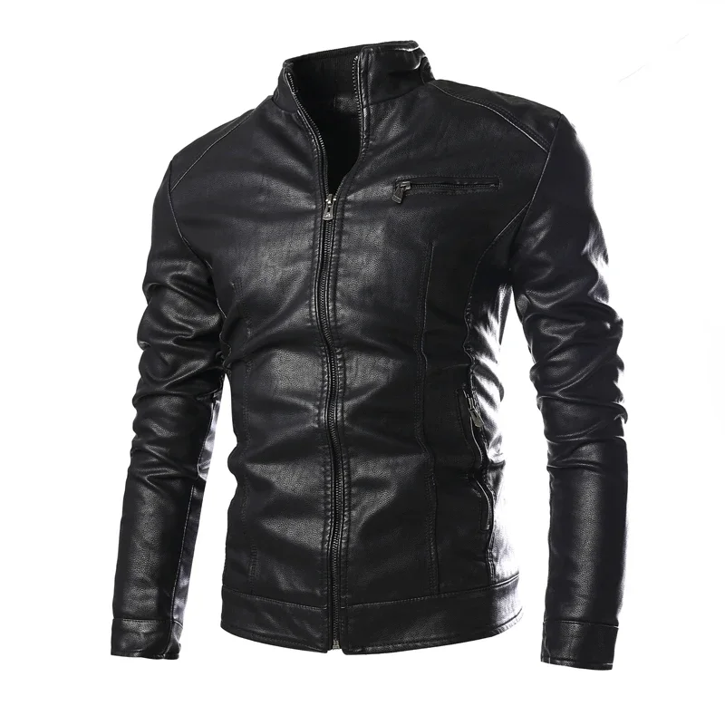 

Leather Jacket Men Winter Fleece Motorcycle PU Leahter Jacket Male Stand Collar Casual Windbreaker Ropa De Hombre Slim Coat 4XL