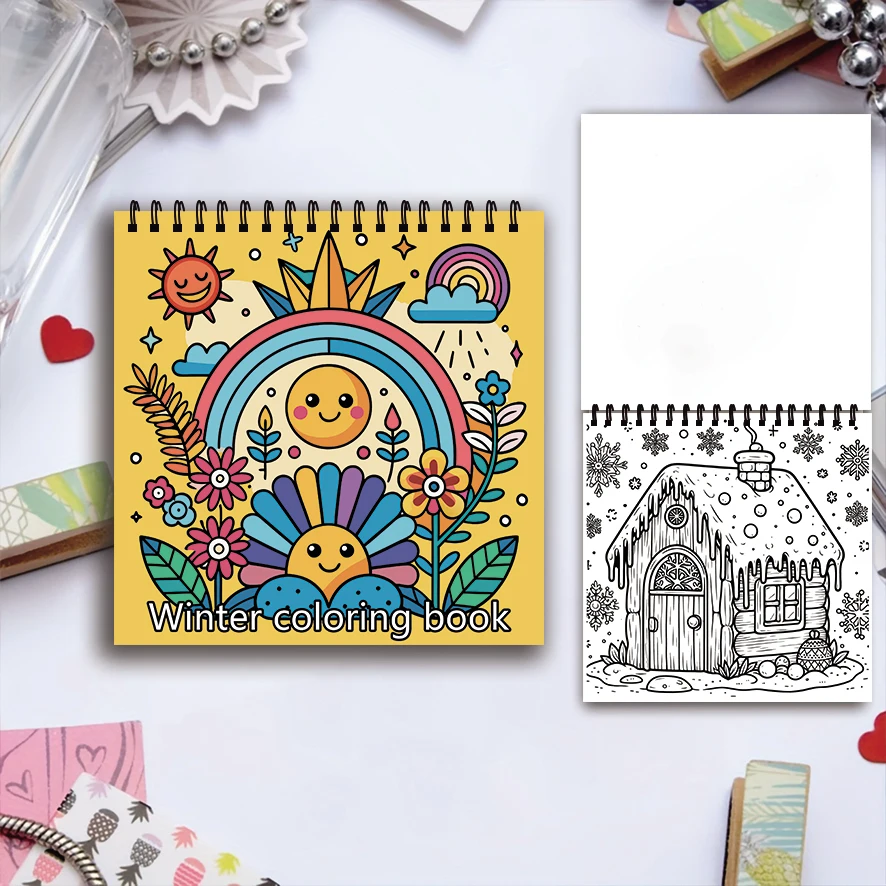 Libro da colorare Cold Winter - 8,27 x 8,27 pollici Libro da colorare da 32 pagine - Regalo ideale per la famiglia o gli amici