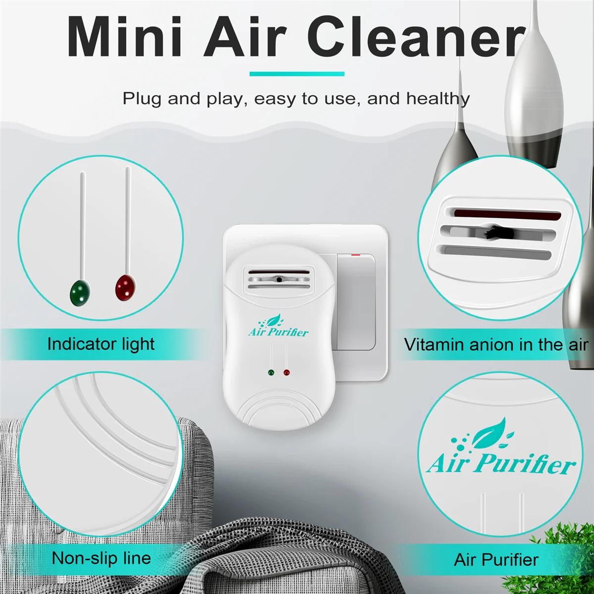 Ionizer Air Purifier For Home Negative Ion Generator Air Cleaner Remove Formaldehyde Smoke Dust Purification Home Room D