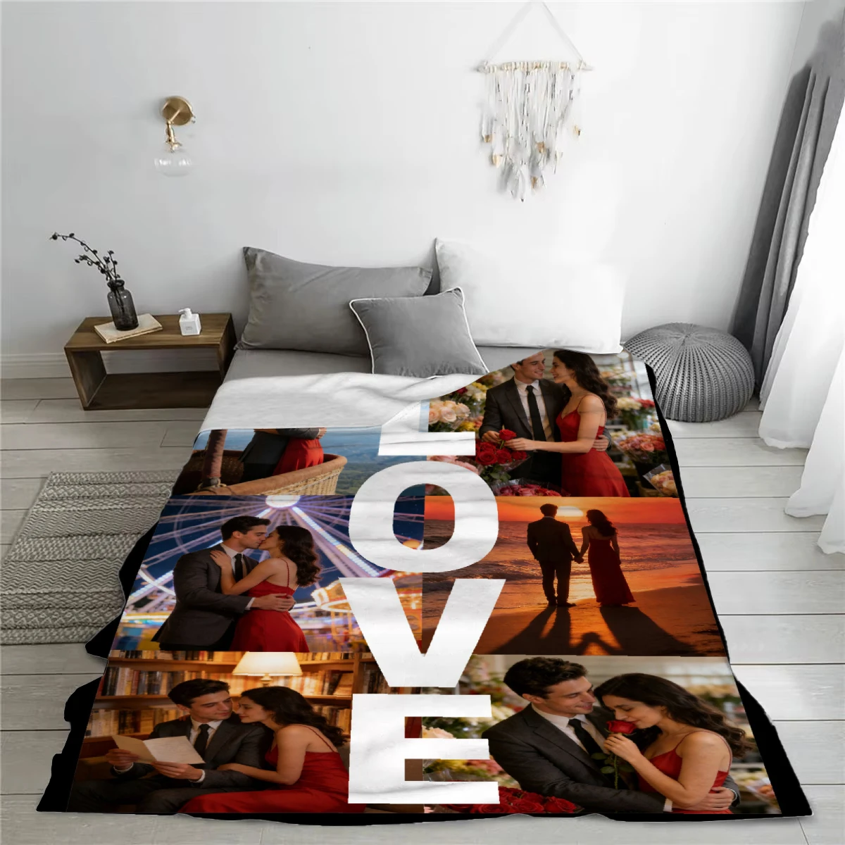 1PC Custom Personalized Blanket Personal Photo Flannel Bed Blanket Birthday Wedding Couple Anniversary Gift Holiday Blanket