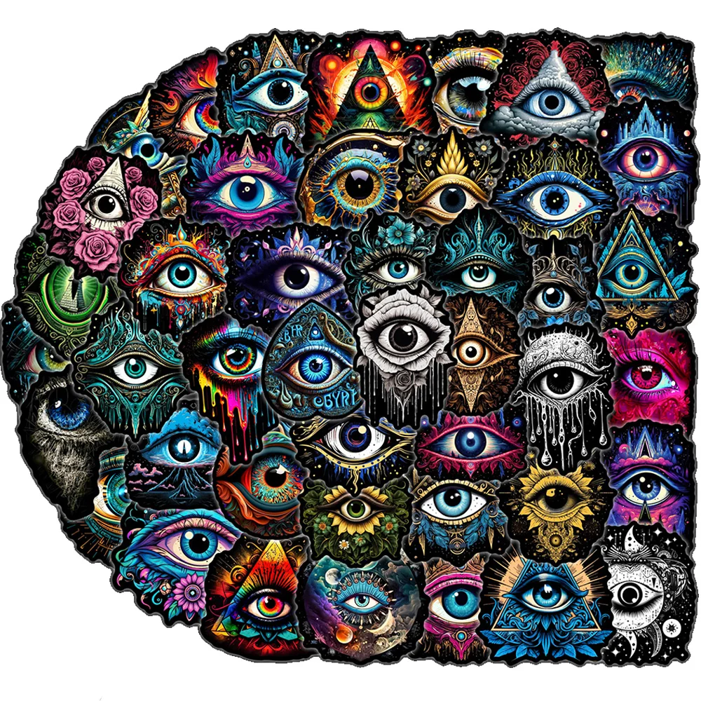 

10/30/50pcs Cool Gothic God Eyes Evil Eye Cartoon Stickers Graffiti Decals Waterproof DIY Phone Guitar Diary Car Vintage Sticker