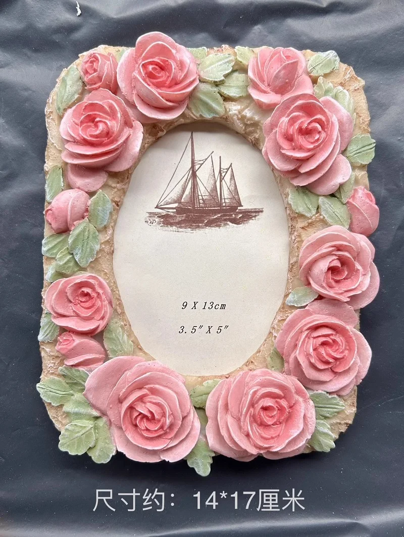 Rose Photo Frame for Home Decoration, Bookcase Desktop Resin Crafts