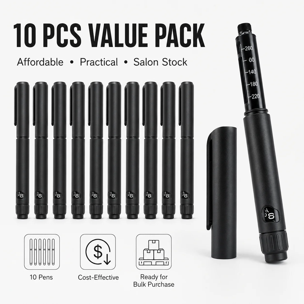 10PCS Set Disposable Sterile Injection Pens Rotary and Push Type with Adjustable Growth Hormone Dosage 60U For Insulin Peptide