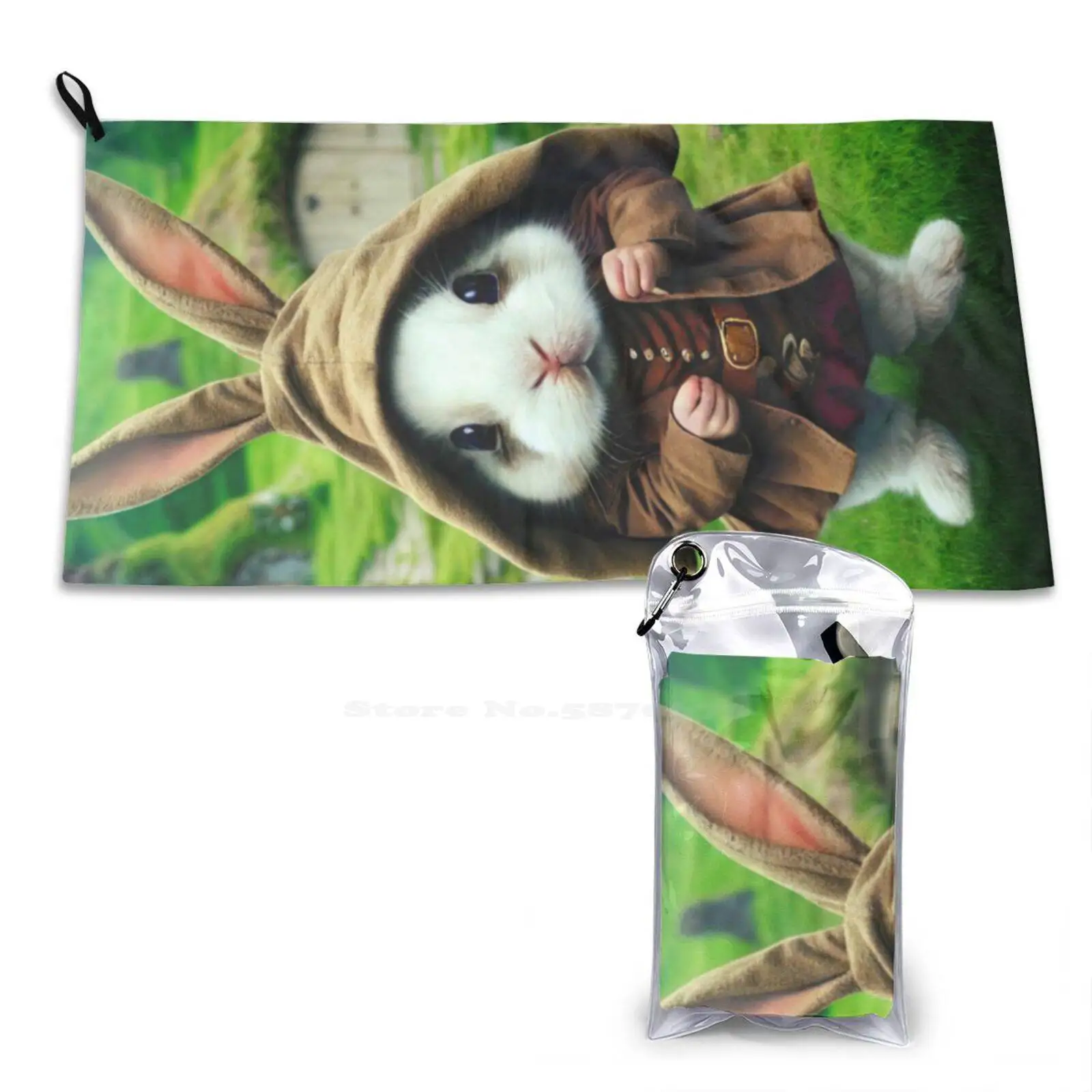 Barnaby Burrows Soft Comfortable Bath Towel Outdoor Bunny Rabbit Cute Fantasy Portrait Anthropomorphic Animal