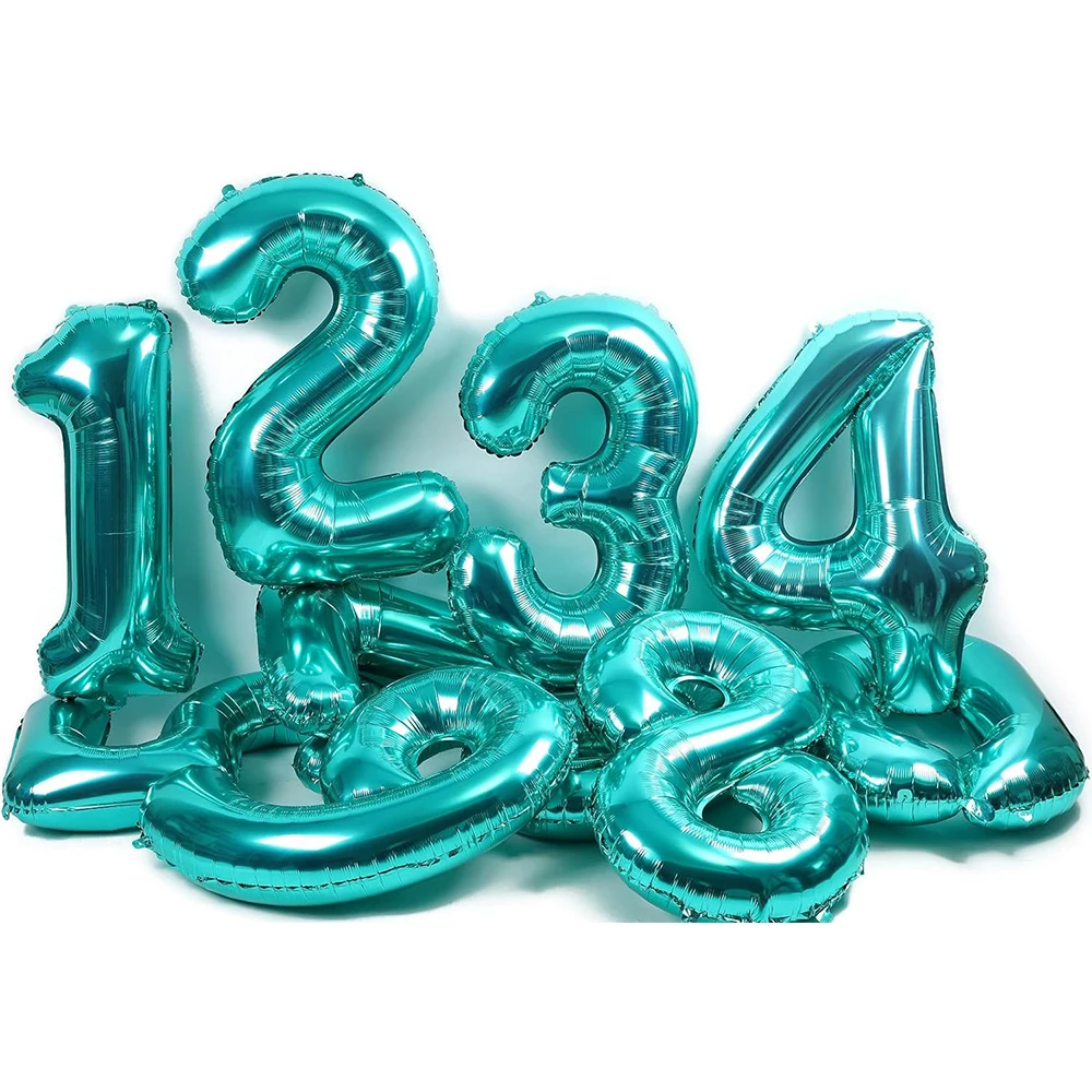 40 Inch Teal Blue Number Balloons Turquoise Blue Helium Digital Balloon Ocean Mermaid Theme Birthday Party Decor Supplies