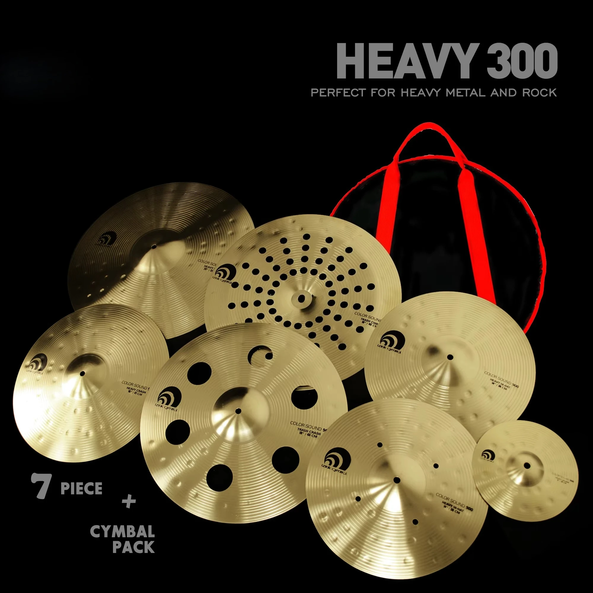 Professional 7-Piece Drum Cymbal Pack Set CPTZ001 Including Bag with Premium Percussion Instruments