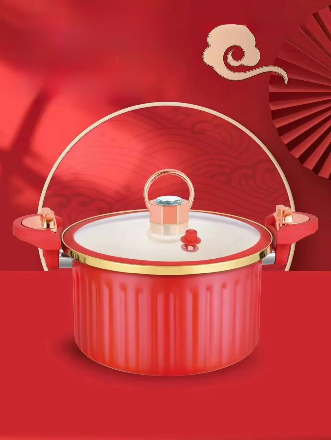 Multifunctional Double Ear Stewing Slow Cooker Korean Vacuum red Micro pressure cooker 8L Cooking Pot with Lid High Capacity