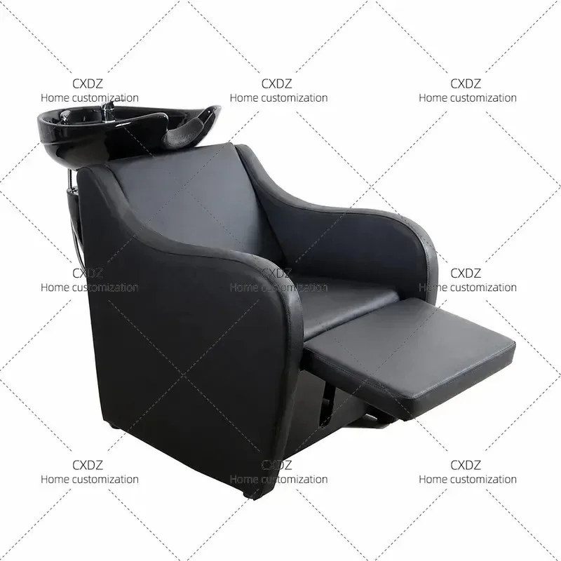 Adjustable Semi Reclining Shampoo Bed for Barber Shop and Hair Salon Professional Beauty Wash Station with Seated Positioning