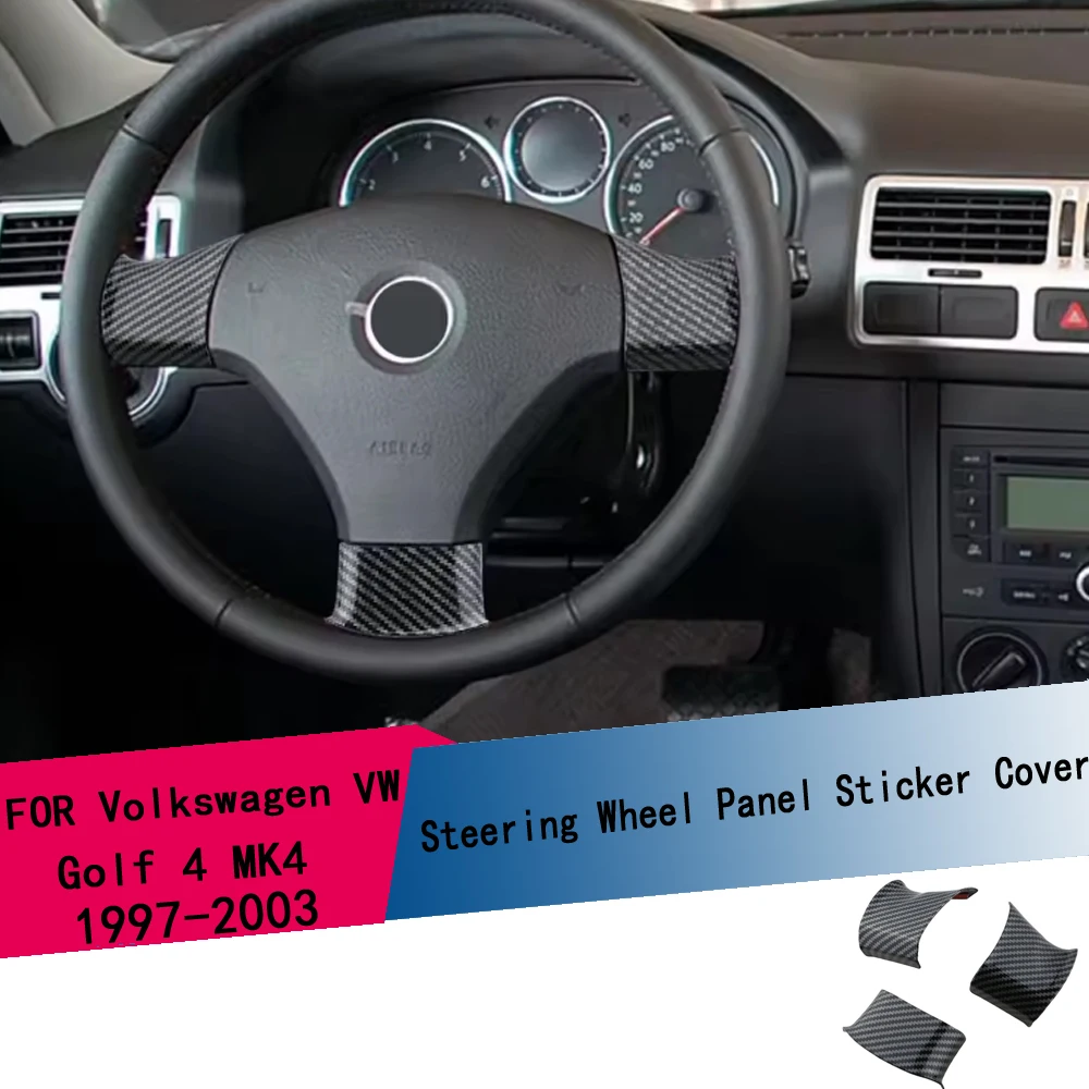 

Steering Wheel Cover Trim Sticker for Volkswagen VW Golf 4 MK4 1997-2003 Imitation Carbon Fiber Interior Decoration Accessories