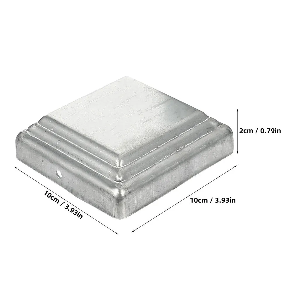 6Pcs Steel Fence Post Caps Square Decorative Covers Replacement Fence Protector Garden Deck Post Accessory Guardrail Steel Caps