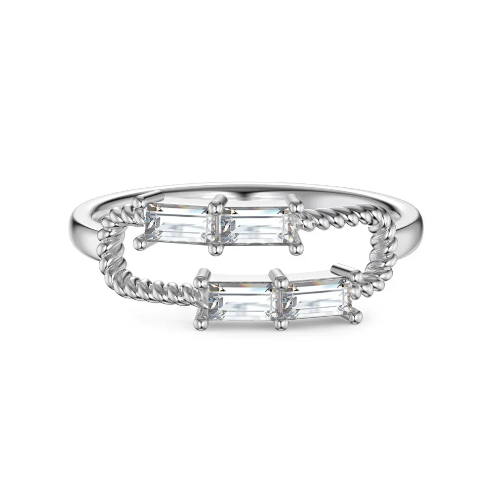 INS Hot S925 Sterling Silver Ring for Women High grade Paper clip Fried Dough Twists Texture Design Delicate Luxury Ring