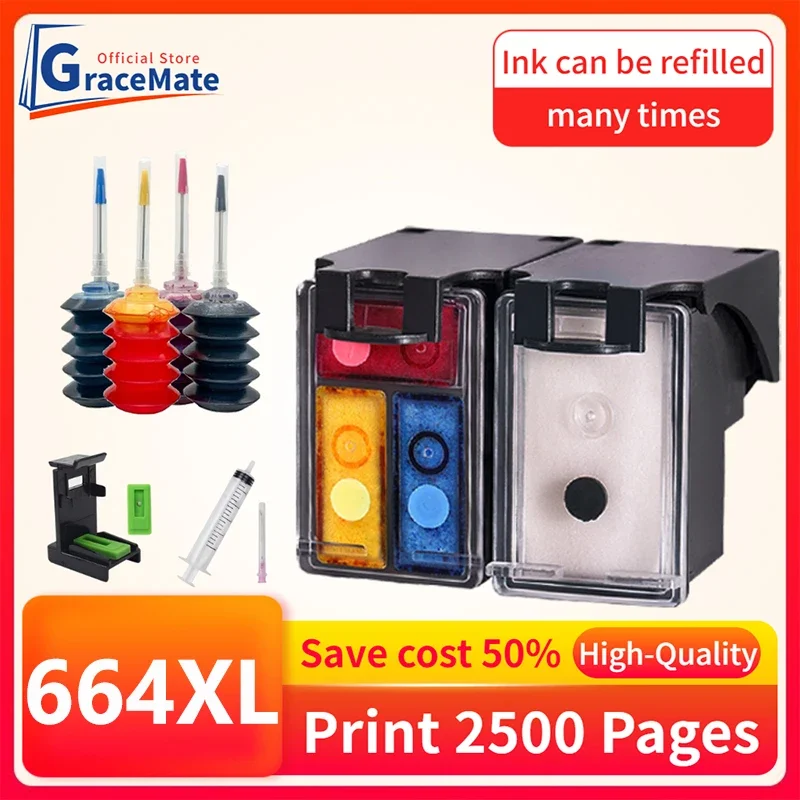 GraceMate Cartucho 664XL Compatible for HP 664xl hp664 Ink Cartridge for DeskJet 2675 2676 2677 2678 1115 1118 2135 2138 Printer