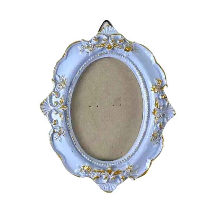 E8BD Wall or Shelf Photo Frame with Ornate Raised Relief, Molded Construction, and Gold-Colored Detail for Photos and Art