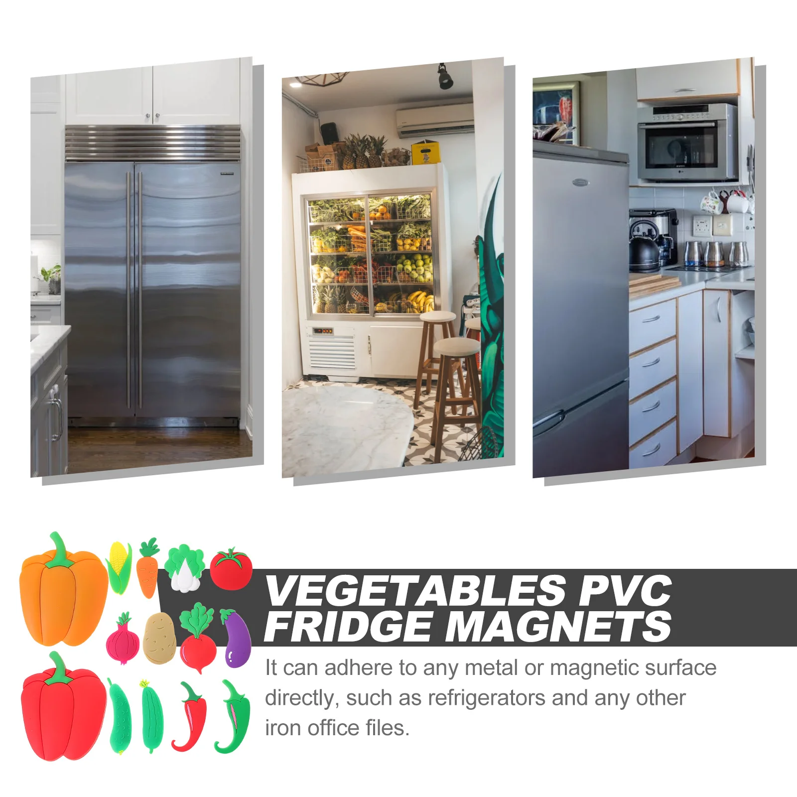 

14Pcs Vegetable PVC Fridge Magnets Safe for Refrigerator Office Blackboard Classroom Home Decoration Fridge Magnets