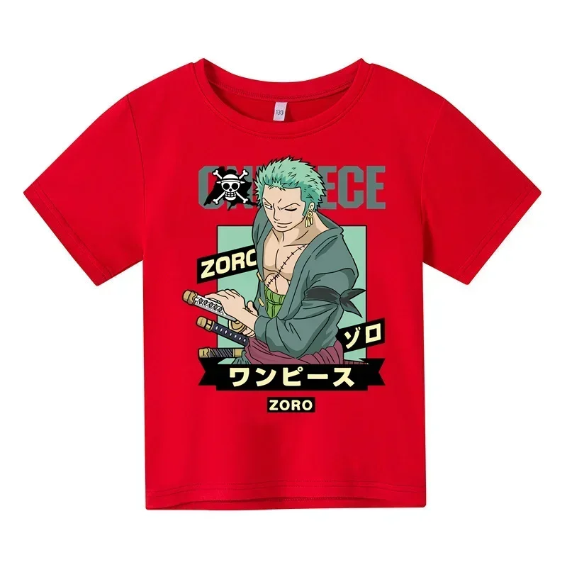 One Piece Pirate King Summer Splice t shirt Boys And Girls Cartoon Anime Print kids T-shirt Children Top Kids Sportswear baby