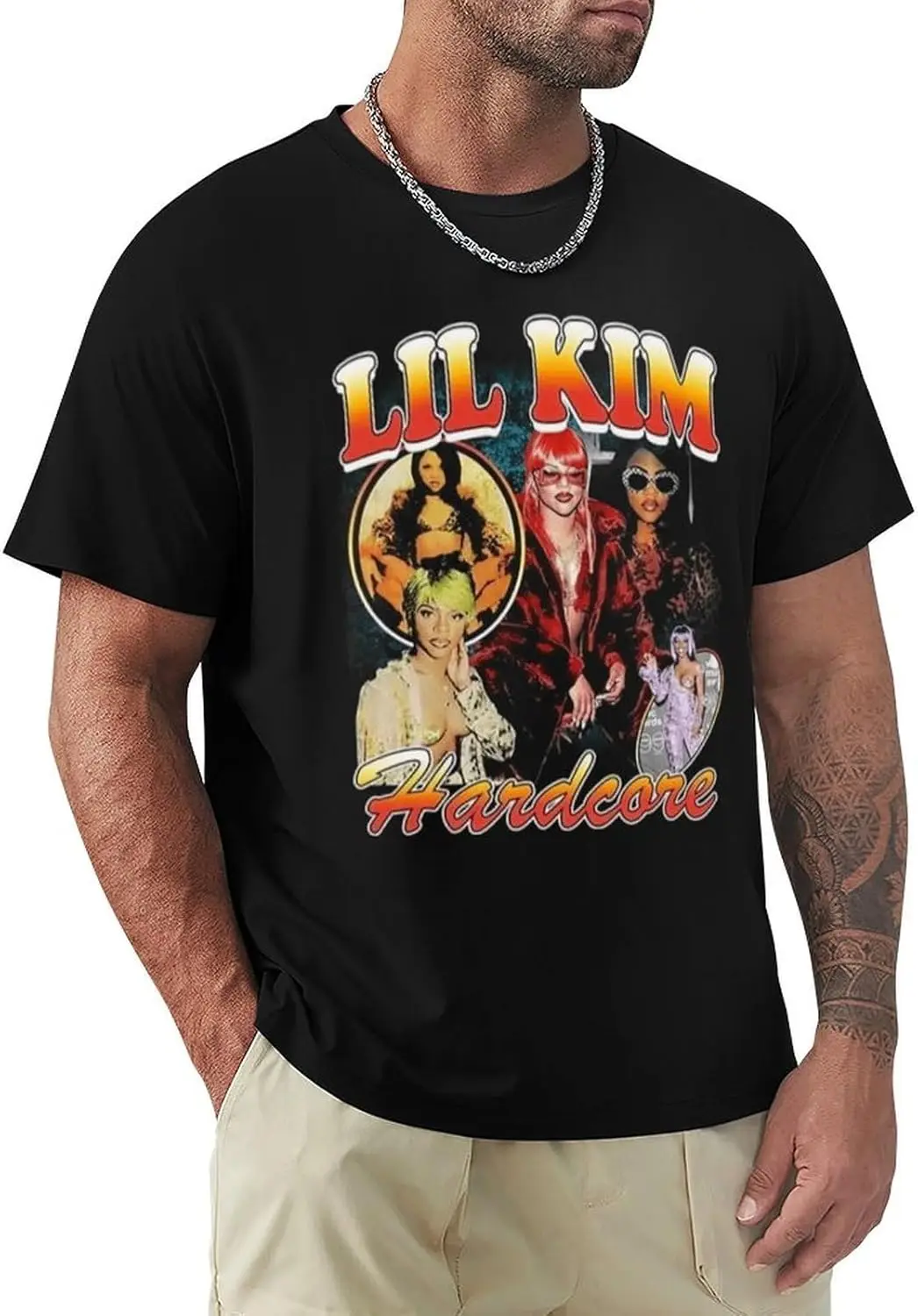 ROCK BANDLil Rapper Kim Music Men's T Shirt Summer Round Neckline Graphic Short Sleeve Shirts for Mens WomensHip - Hop