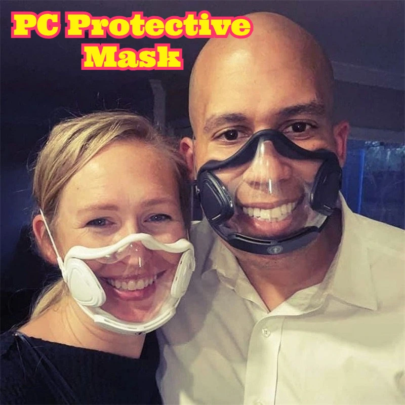 PC Mouth Cover Lip Reading Shield Anti Splash Isolation Face Cover Ultra Clear 3D Stereo Protective Mask Transparent Visible