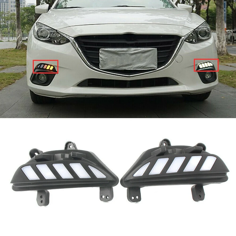 Dynamic Turn Signal Light and Dimming Style Relay 12V LED DRL Daytime Running Lights for Mazda 3 Axela 2014 2015 2016