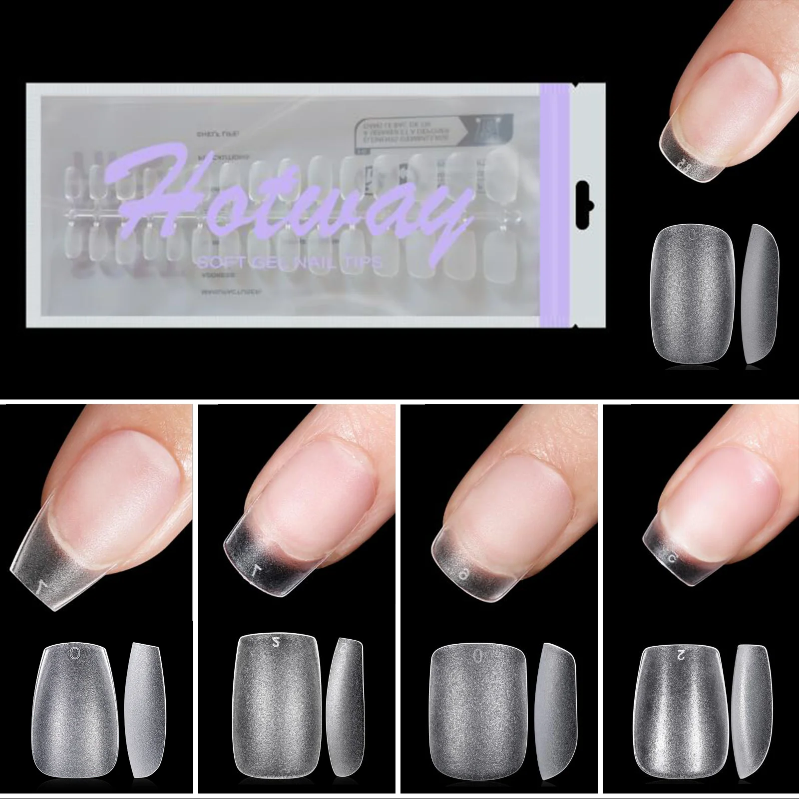 300 Stück kurze trapezförmige/kurze quadratische/kurze ovale/vollständige Sets künstlicher Nägel, 15 #   Mattierte Acryl-Nagelspitzen, geeignet für Nägel
