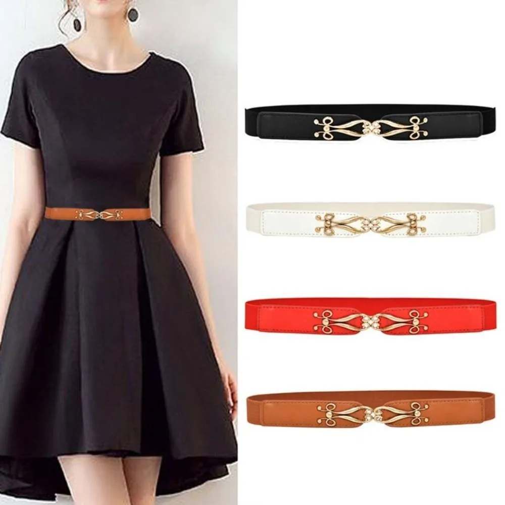 

PU Leather Thin Waistband Appear Elastic Force Dress Waist Belt Lower Back Korean Style 65*2.5cm Thin Waist Belts Versatile