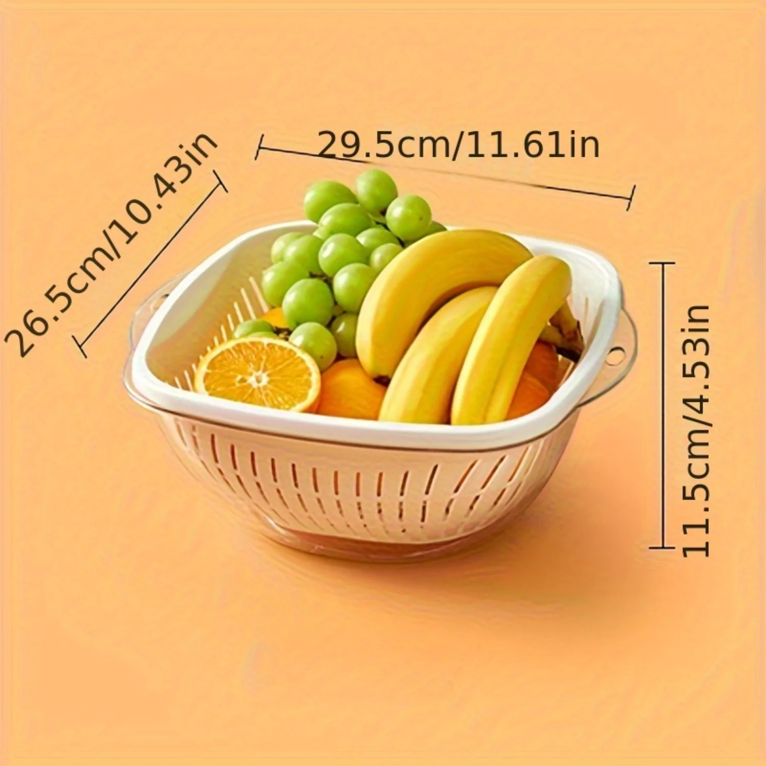 1pc Modern Double-Layer Plastic Fruit and Vegetable Drain Basket - Multi-Purpose Washing Tray Basin with  Decor Style - Perfect 