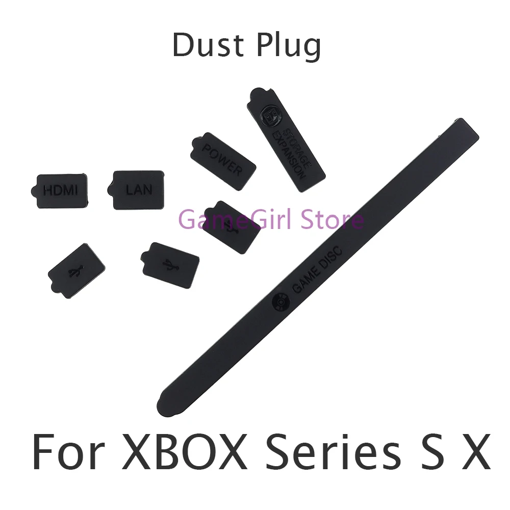 

10sets For XBOX Series S X Console 8 in 1 Black Dust Plug Silicone Dust Proof Stoppers Rubber Dustproof Cap Cover