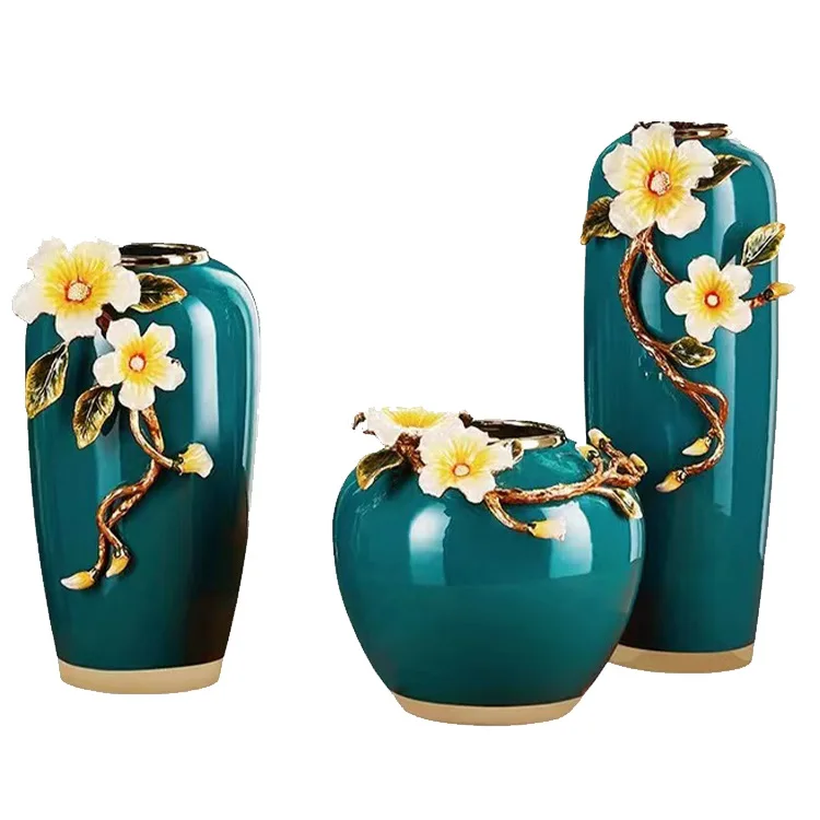 

European enamel vase living room desktop ceramic dried flower arrangement ornament American home entrance creative