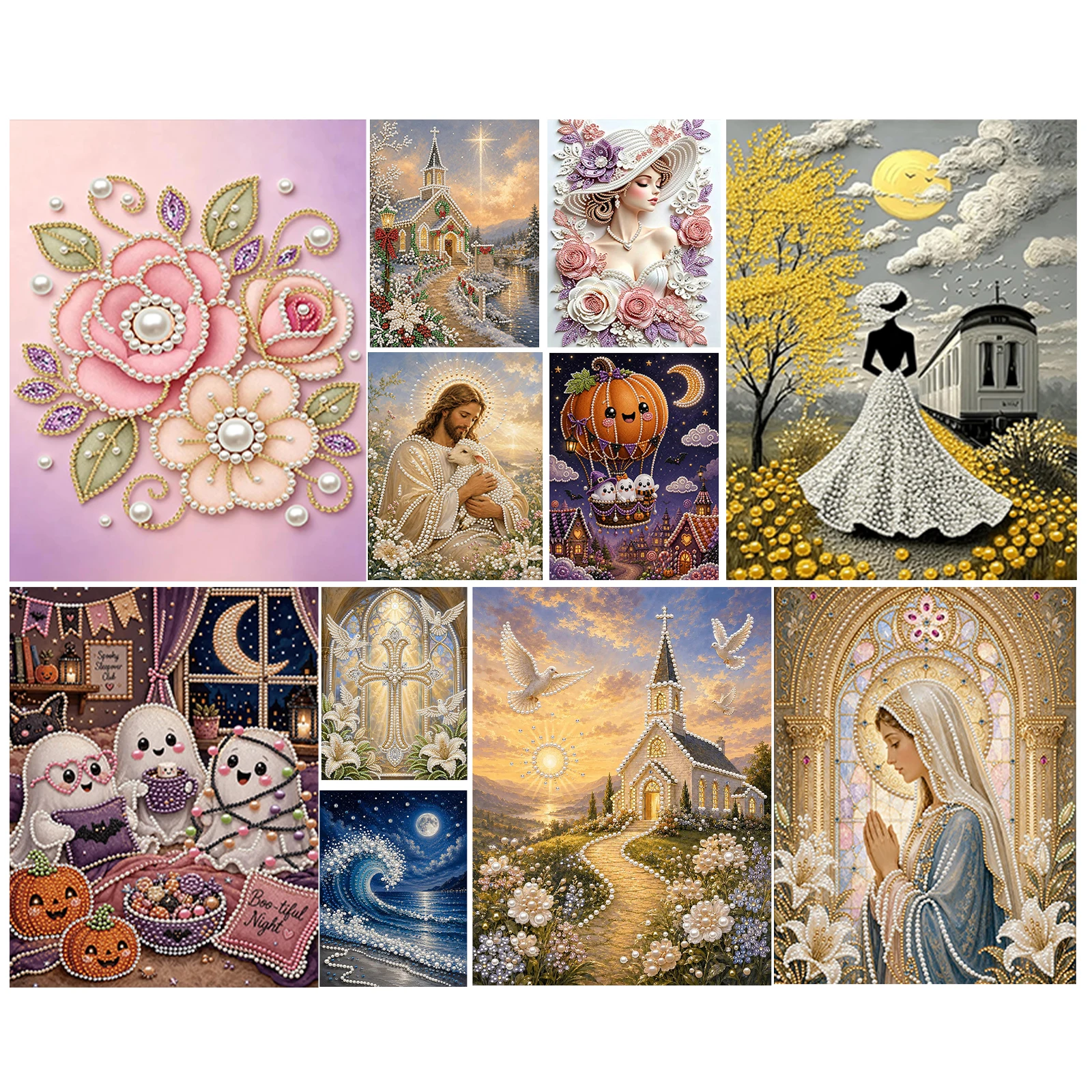 DIY Resin Bead Pearl Painting Kit Wolf Pattern 30x40cm Frameless Canvas Self Adhesive Mosaic Wall Decor