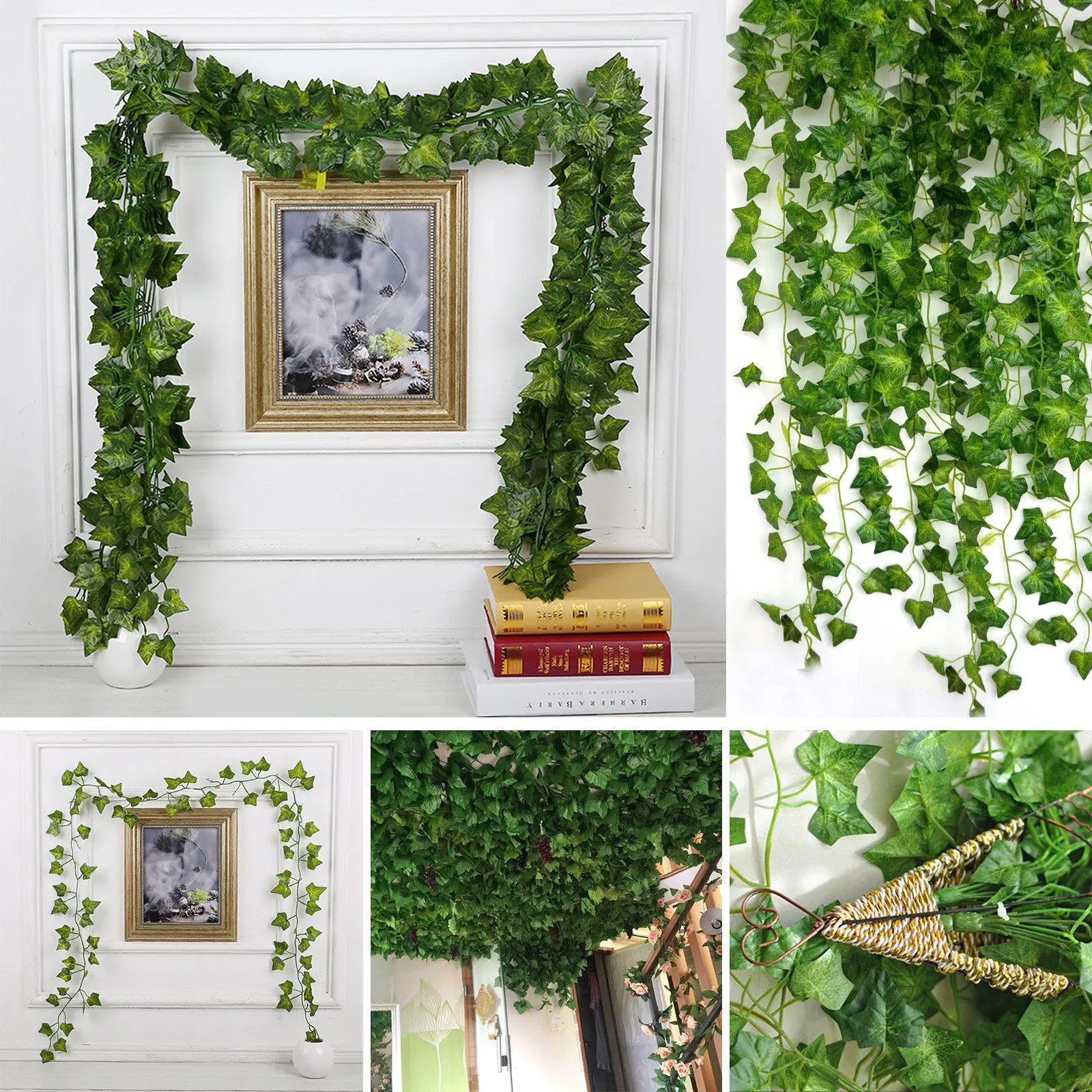 

12 Pcs Artificial Green Leaf Decoration Silk Flowers Fake Plants Home Wedding Craft Project Elegant Table Setting
