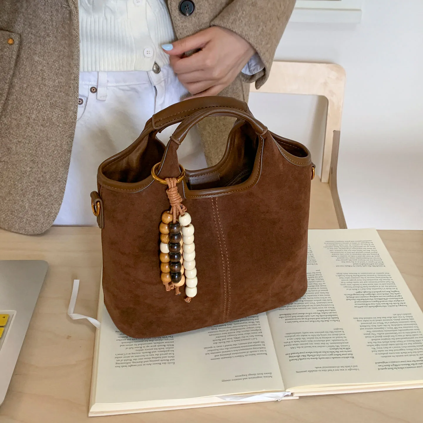 Vintage Suede Handb… - image