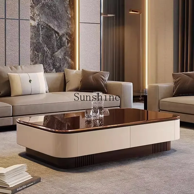 

New light luxury high-end simple living room modern small apartment home TV cabinet tea table combination