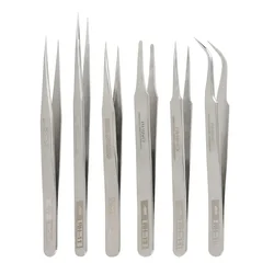 6pcs/set Original RHINO Made in Japan Dull polish Stainless Steel Tweezers High accuracy Tweezers tools set for Antimagnetic