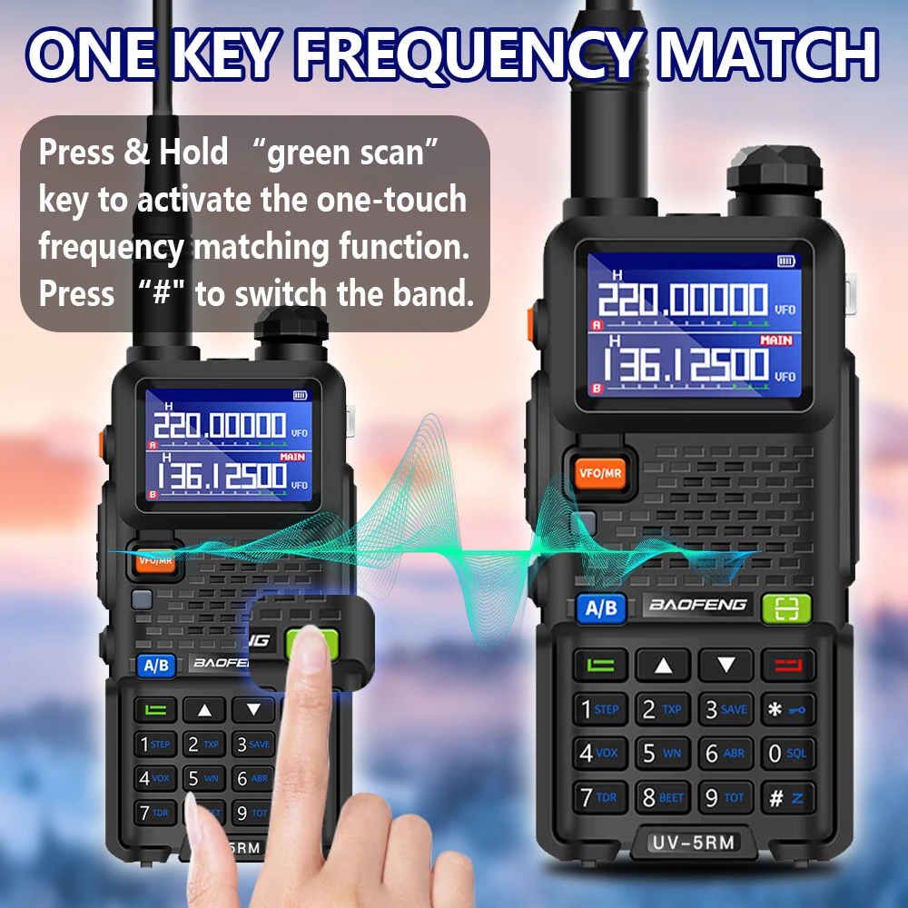 2 قطعة Baofeng UV-5RM ستة الموجات PTT اسلكية تخاطب AM Air Band 10W 999CH FM Type-C ترقية UV-5RH اسلكية تخاطب طويلة المدى (UHF/VHF)