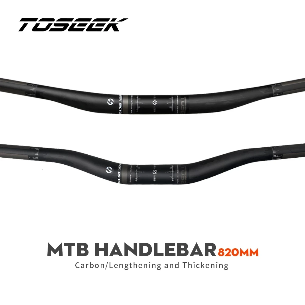 TOSEEK Carbon Fibre Handlebar 31.8mm Bicycle MTB Swallow Shaped Handlebar 750/820mm Bike Mountain Handle Bar Bend up 15/25mm