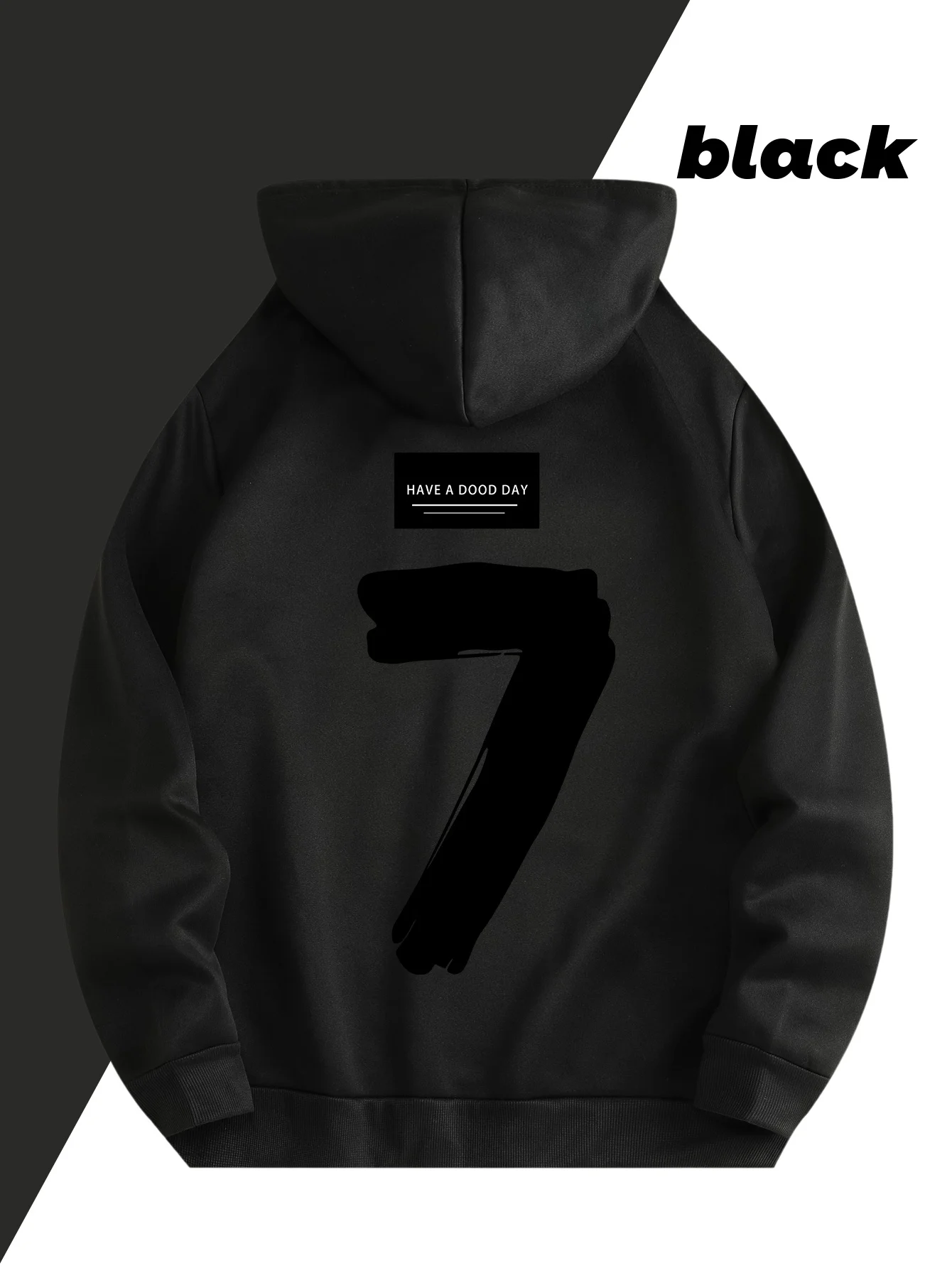 Simple and trendy men's hooded sweater with large-scale pattern print. Casual and relaxed hooded sweater with a unique style.