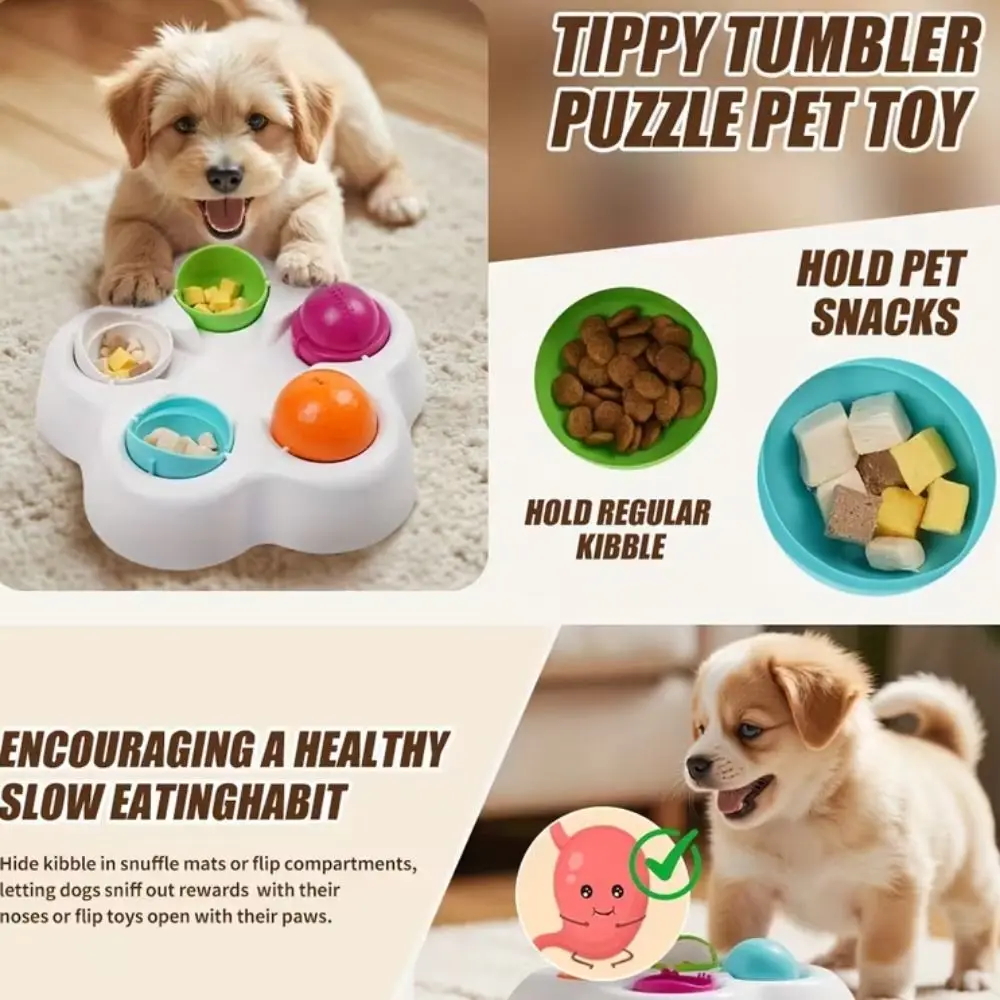 

Funny Rotatable Pet Treat Dispenser Stable Base Interactive Smart Slow Feeder Plastic Candy Color Dog Feeding Bowl Cats Basin