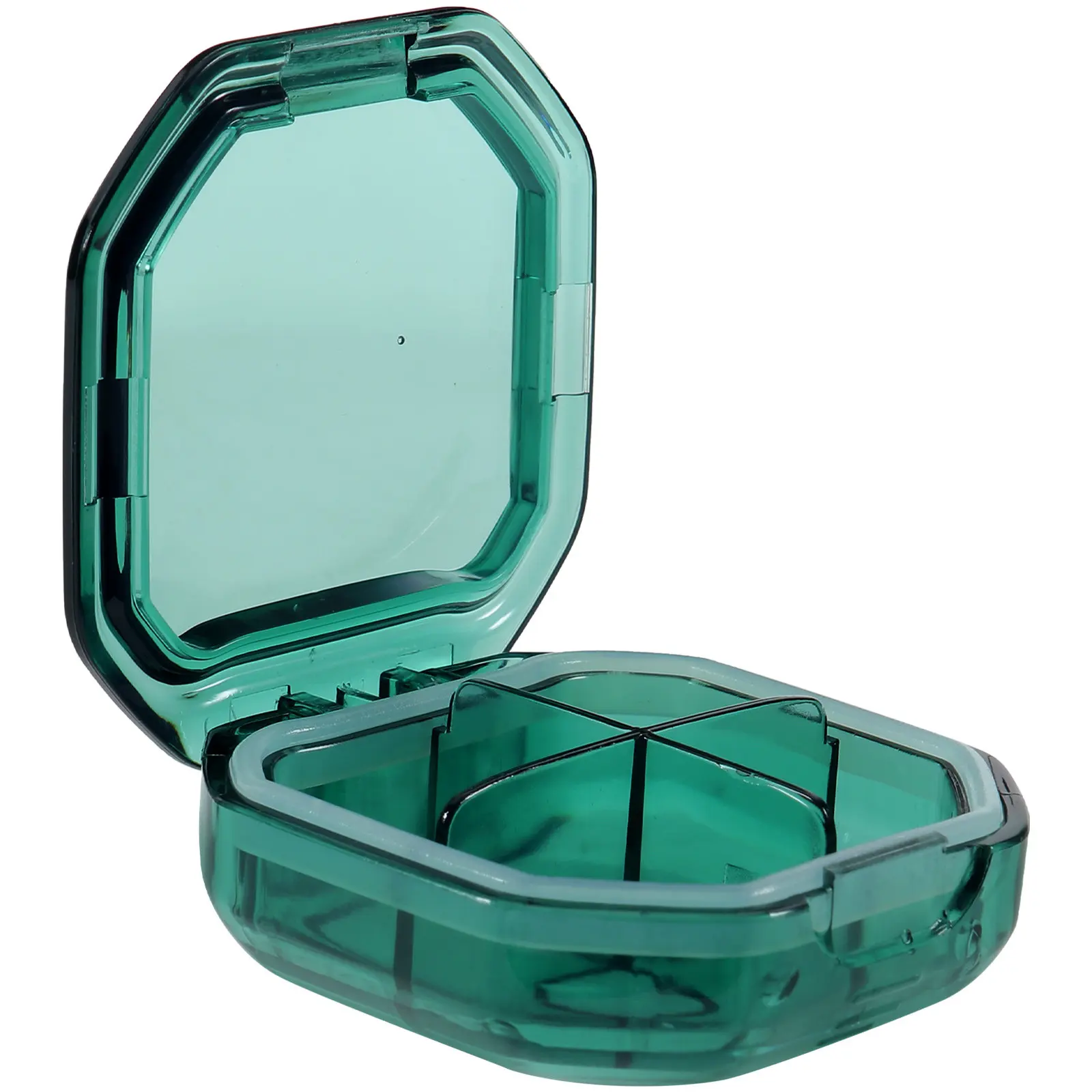 

Органайзер для лекарств на 4 отделения, портативный компактный контейнер для таблеток с прозрачной крышкой, еженедельный/ежедневный дорожный футляр для лекарств