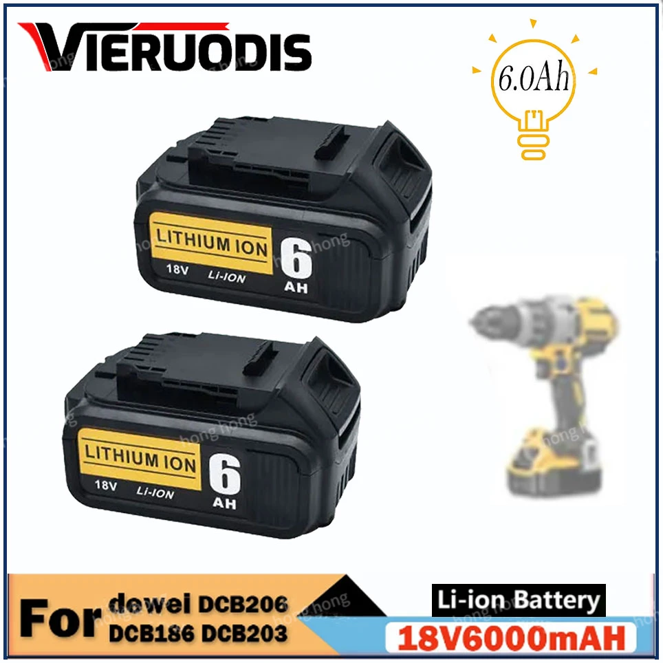 

18V 6000mAh rechargeable battery suitable for Dewei DCB184 DCB180 DCB181 DCB182 DCB183 DCB185 18V power tool replacement battery