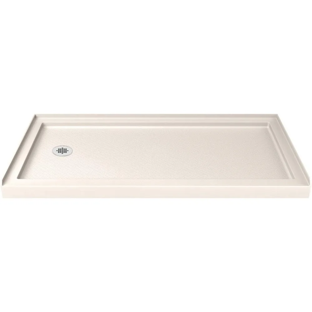 Center Drain Single Threshold Shower Base in Biscuit,  shower drain  bathroom