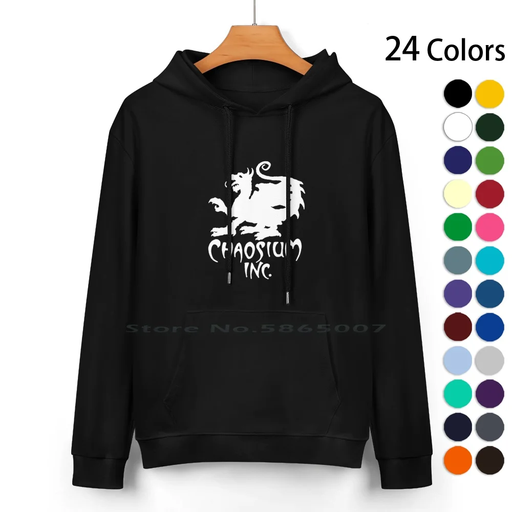 Official Chaosium Inc. Logo ( White ) Pure Cotton Hoodie Sweater 24 Colors Call Of Cthulhu Runequest Chaosium Inc Glorantha