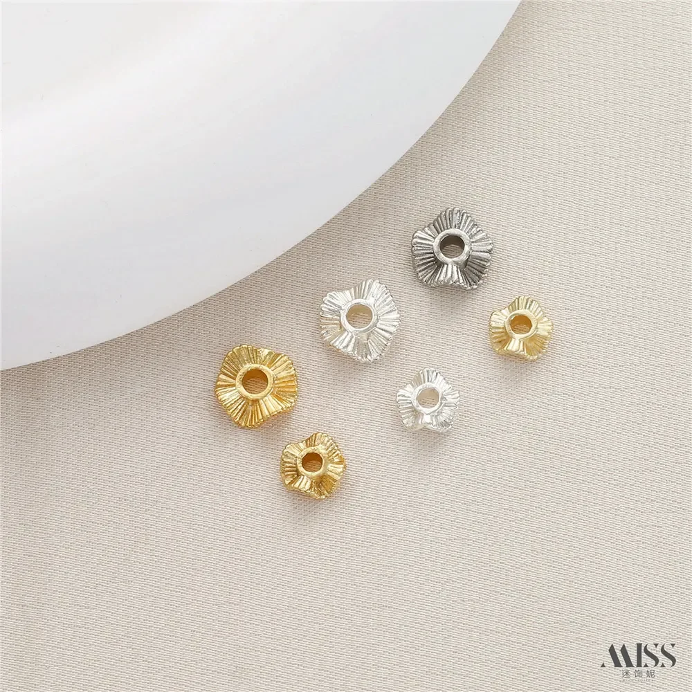 14K Gold-wrapped Color-preserving Wavy Lace Bead Spacer DIY Handmade Bracelet Necklace Beaded String Jewelry Accessories