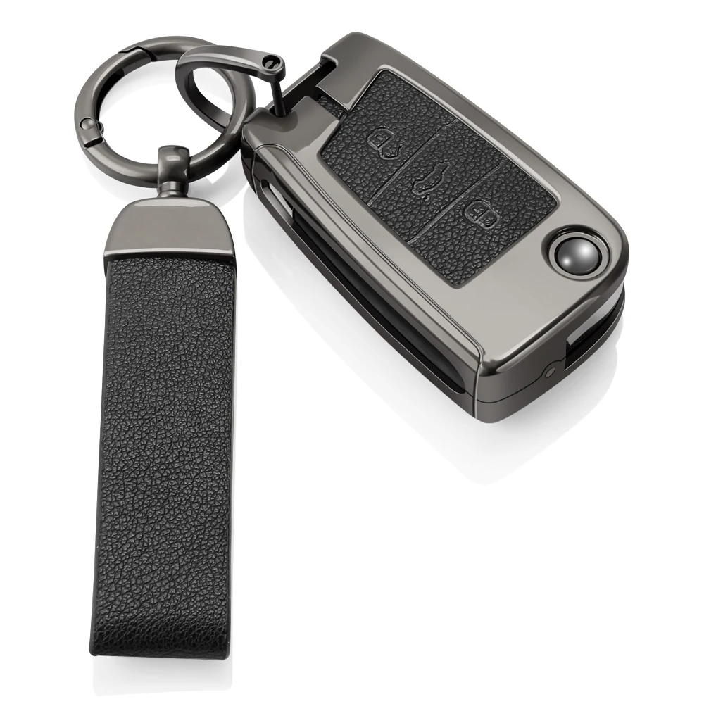 Zinc Alloy Leather Car Key Cover For Volkswagen VW Polo Golf 7 MK7 Tiguan Passat For Skoda Octavia Kodiaq Karoq Seat Ateca Leon