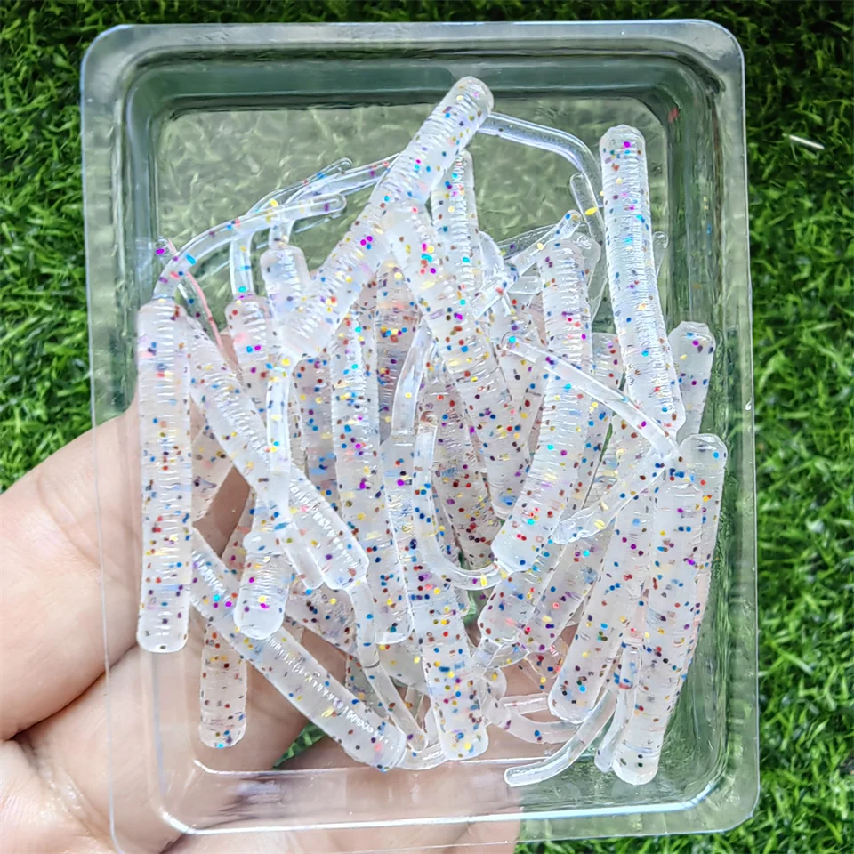 20 teile/schachtel Mini Ozean Felsen Angeln Weiche Köder 0,3g/45mm Weichen Wurm Künstliche Köder Bass Silikon köder Angeln Zubehör – Detail 5
