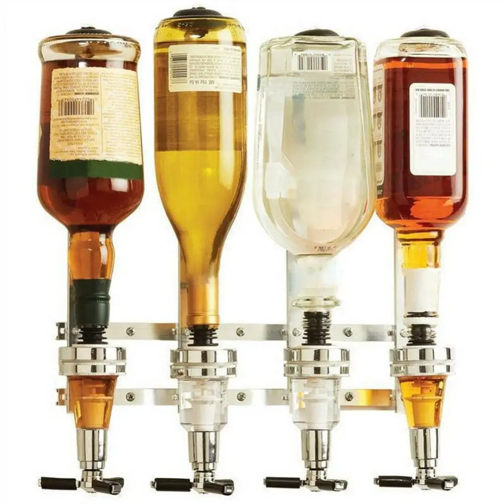 Wall Mounted Wine Dispenser 25/30/45ml Stand 4 Bottle Beer Wine Alcohol Shot Pourer Rack Liquor Drinks Home Bar Pourer Rack