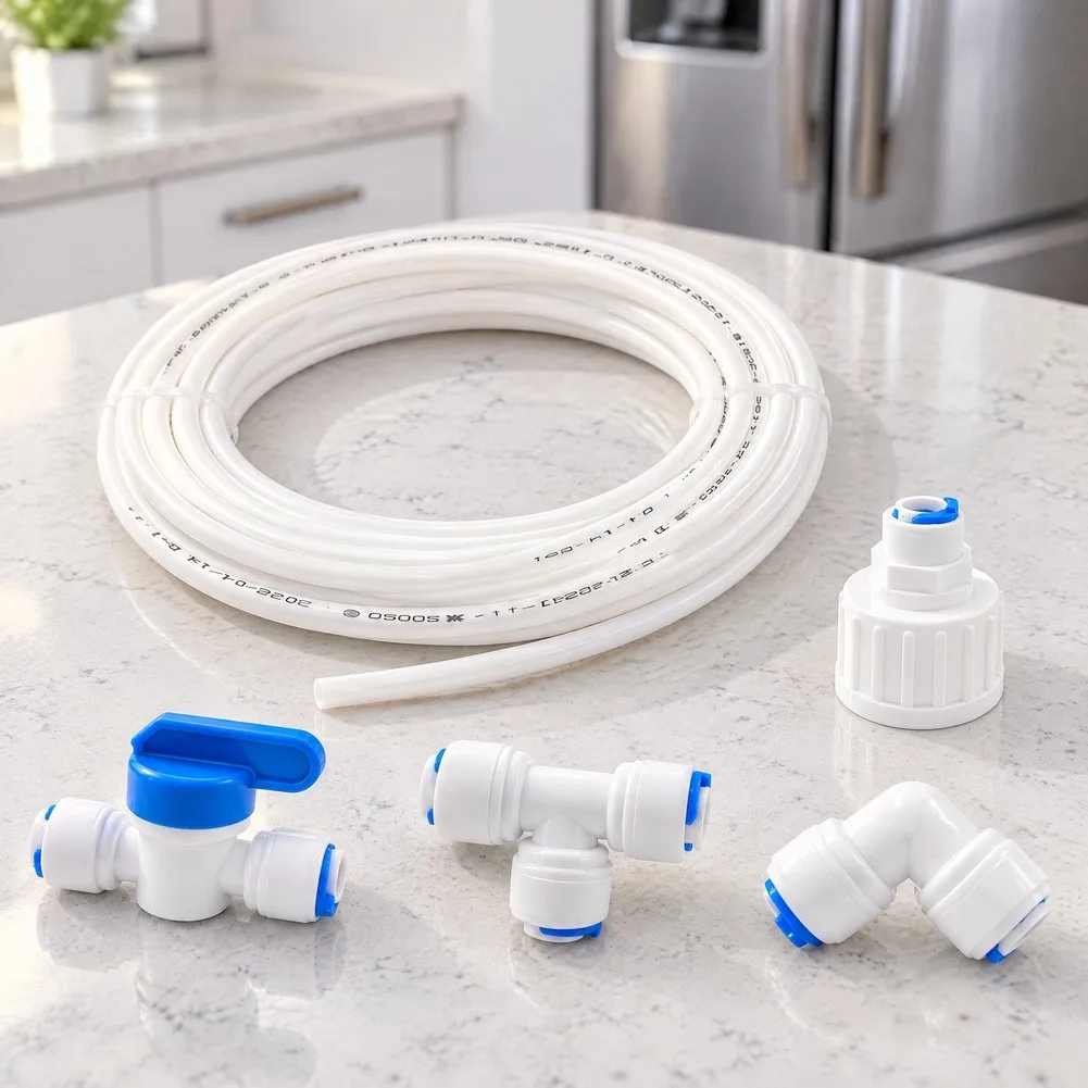 10M 1/4 Inch Refrigerator Water= Supply Tubing Kit With Quick Connect Fittings For Ice Maker Filter Humidifier Refrigerators