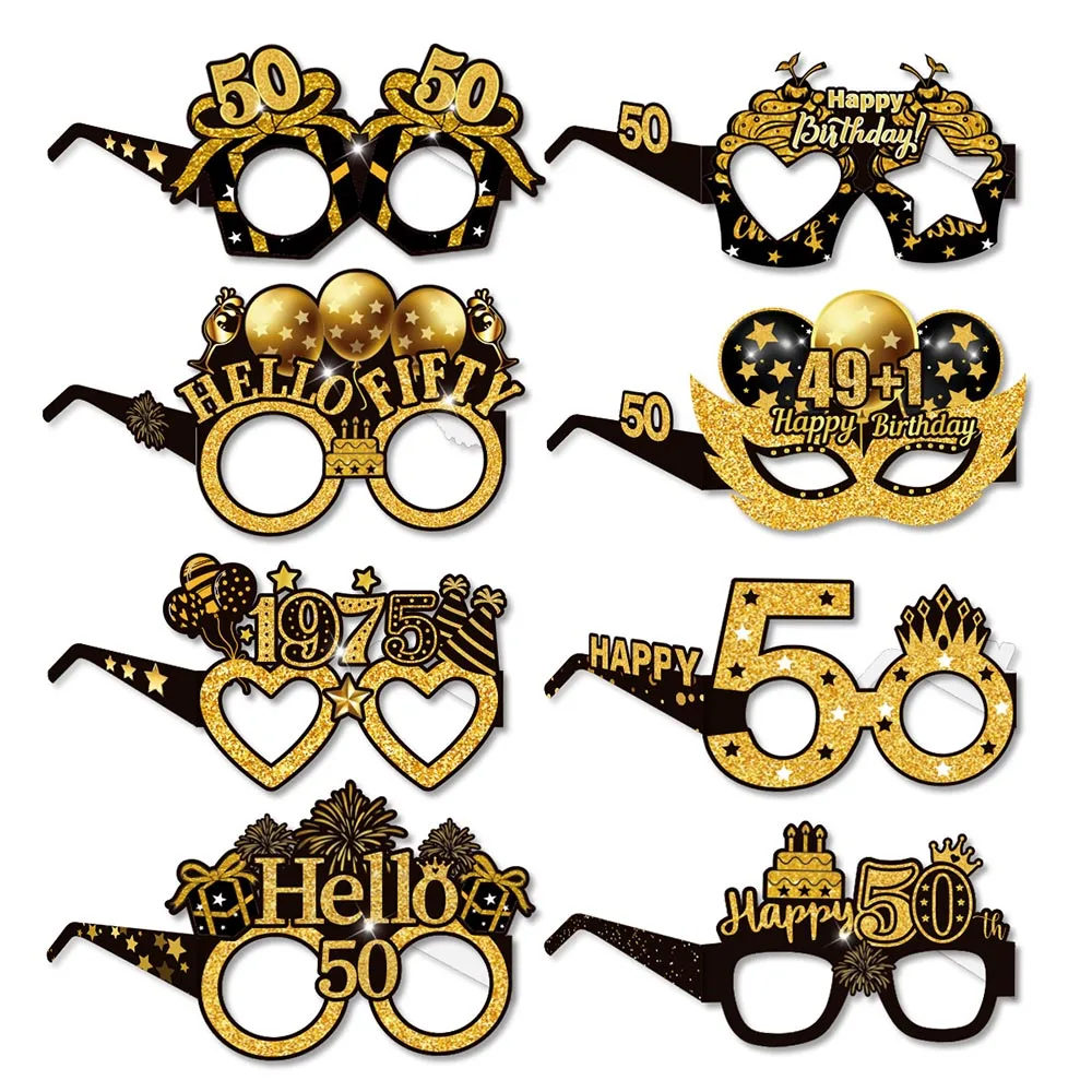 50th Birthday Party Supplies for Men Women Black and Gold 50 Years Old Party Paper Plates Cups Napkin Tablecloth Tableware Decor