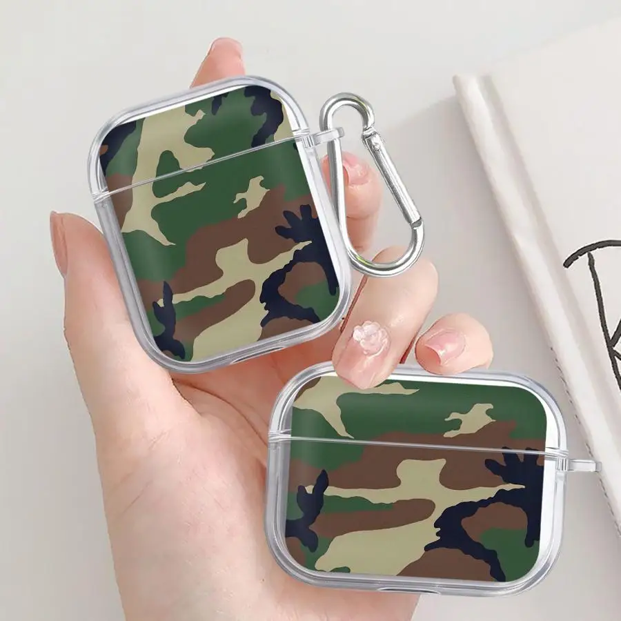 

Прозрачные чехлы для наушников с камуфляжным рисунком для Airpods 1, 4, Pro3, Pro 2, 3, Pro2